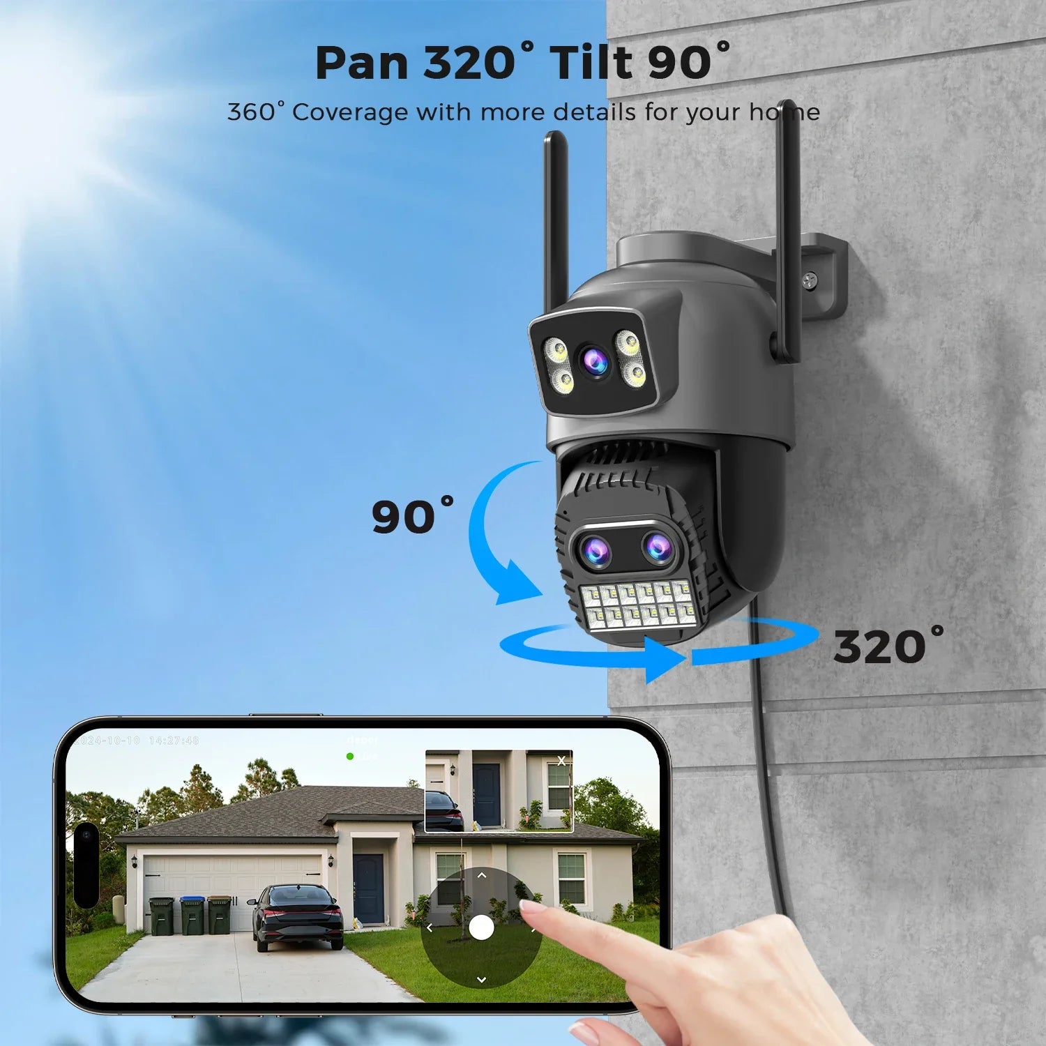 Caméra De Surveillance WiFi PTZ Double Écran 15MP